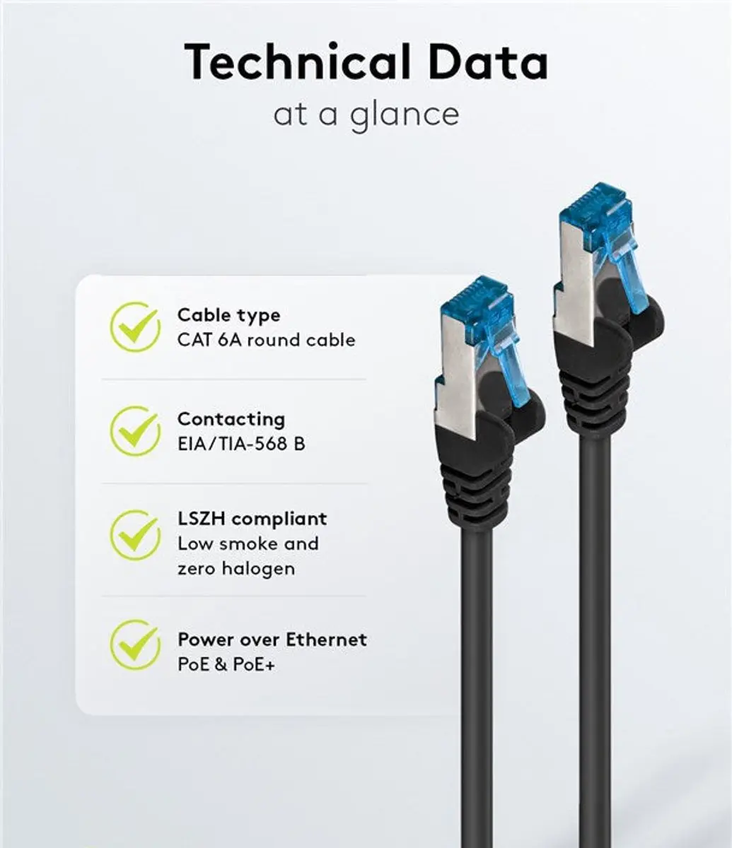 Goobay S/FTP CAT6a Netwerkkabel 0,25m - Zwart