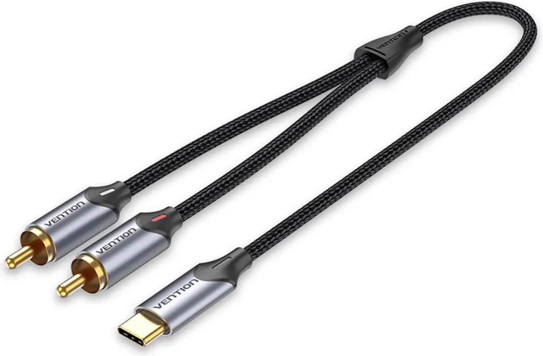 Vention BGUHF Audiokabel 1m - 2x RCA USB Type-C - Zwart