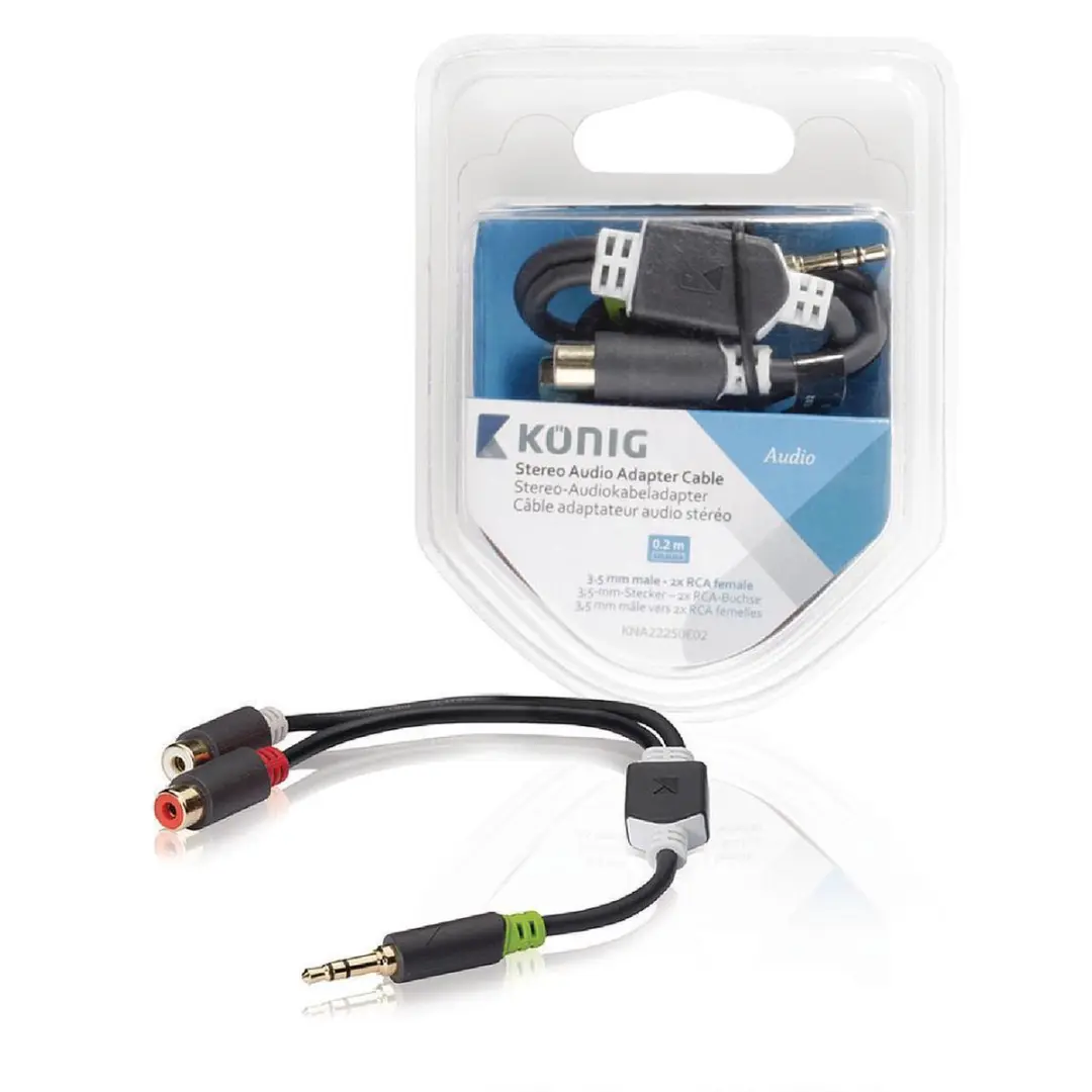 Konig 3,5mm Jack Tulp Stereo Audio Adapterkabel 0,20m