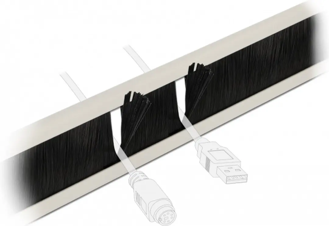 Delock 19" Cable Management Brush Strip 1U - Grijs/Zwart