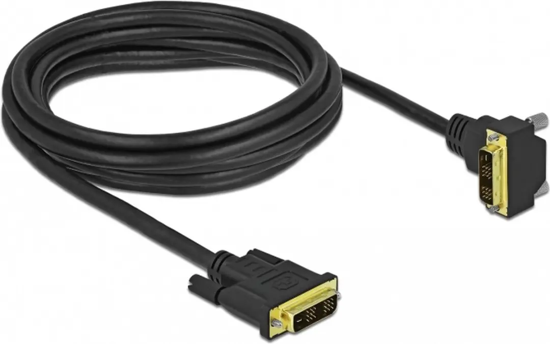 Delock DVI Kabel 18+1 M/M Gehoekt 3m - Zwart