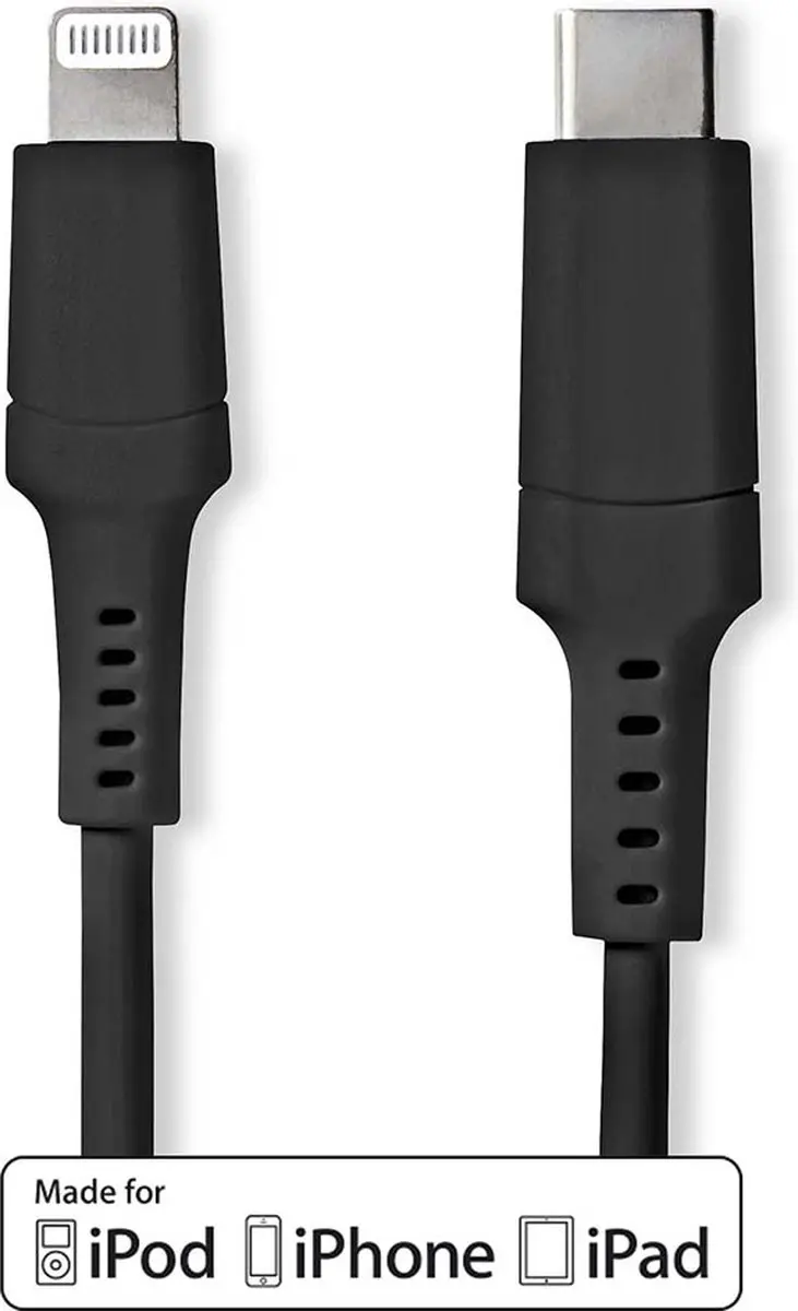 Nedis Lightning Kabel USB-C 2.0 2m - Zwart