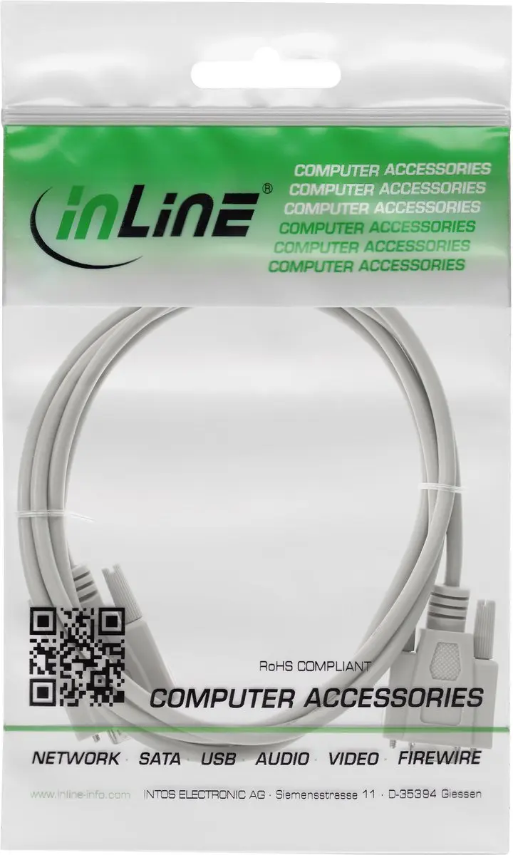 InLine RS232 Verlengkabel 9-pins 5m - Beige