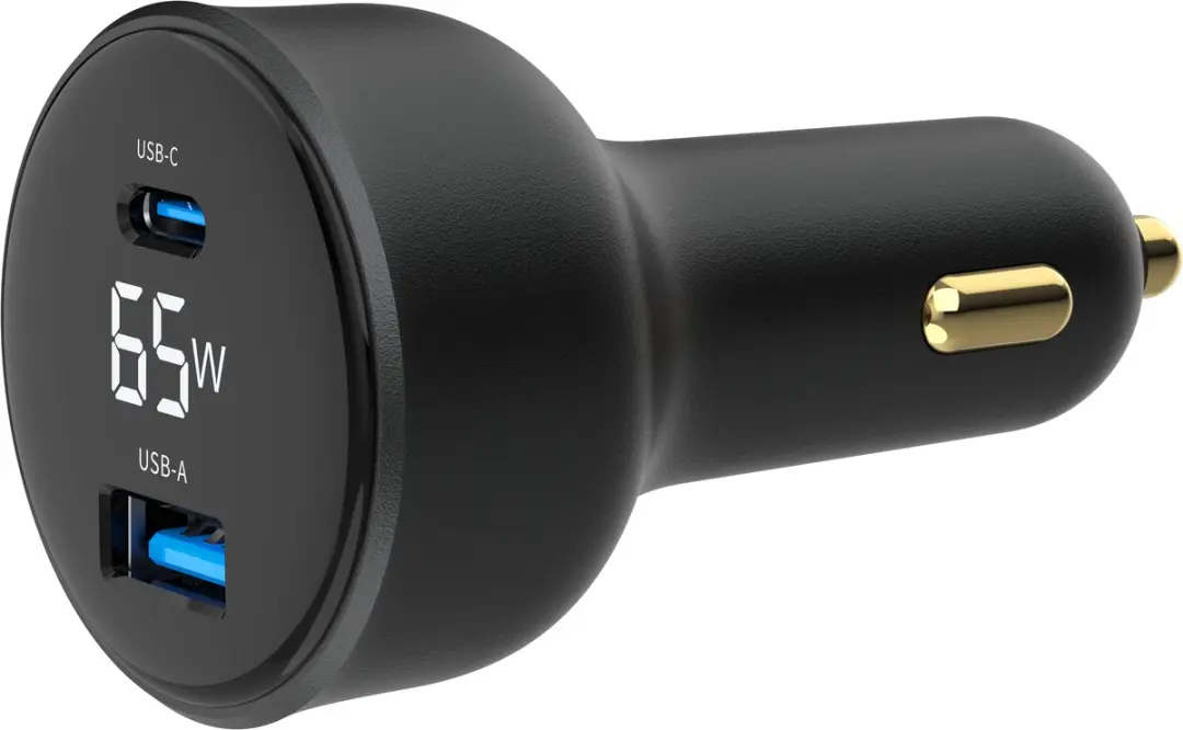 Gembird TA-UC-AC2PD65LCD-CAR USB Snelader 65W