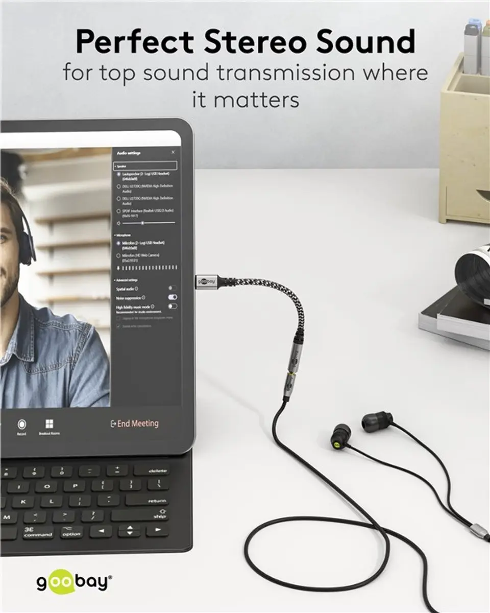 Goobay USB-C naar 3,5mm Adapterkabel - DAC - 0,1m - Zwart