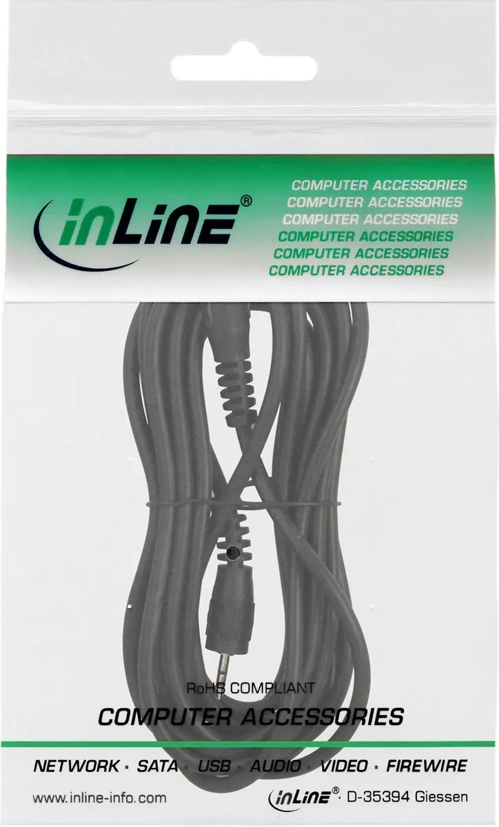InLine 2,5mm Jack Stereo Audiokabel 0,5m - Zwart