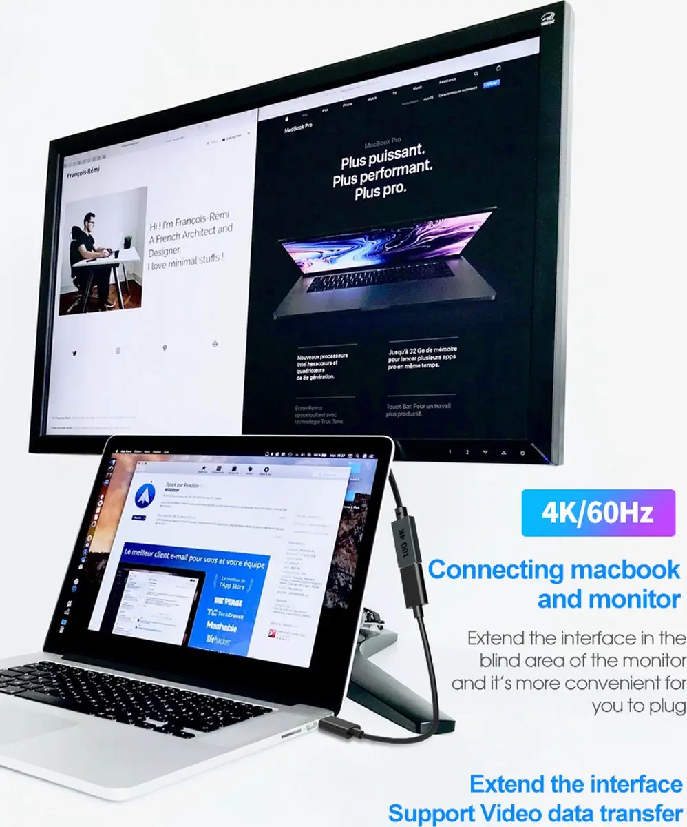 NÖRDIC USBC-N1170 USB-C Verlengkabel 100W 10Gbps 2m - Zwart