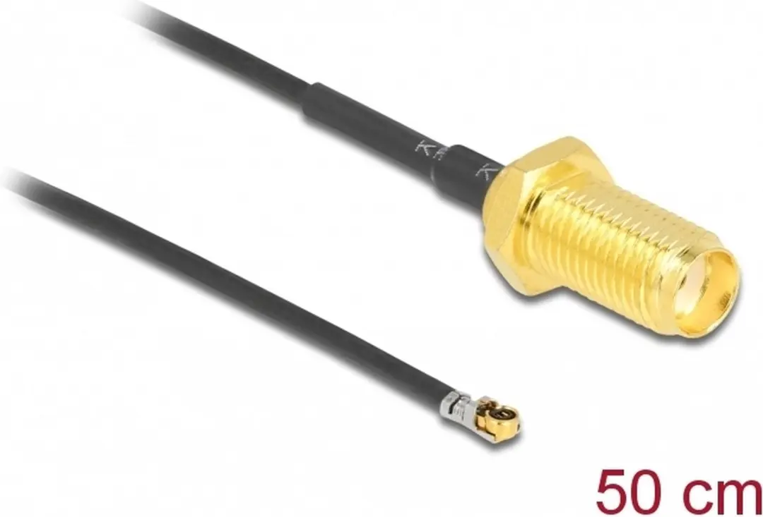 Delock MHF 4L LK SMA Kabel - Micro Coax 1,37mm - 0,5m - Zwart