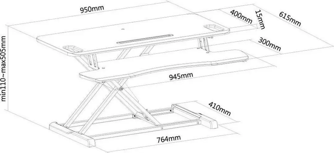 Neomounts NS-WS300BLACK Zit-Sta Werkplek - 40 Inch - Zwart - afbeelding 6 van 6