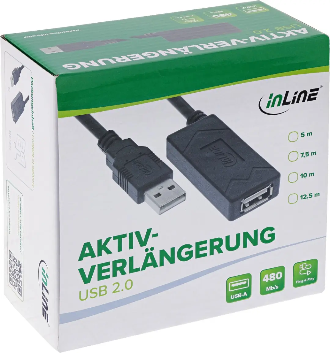 InLine USB-A Verlengkabel USB2.0 10m - Zwart