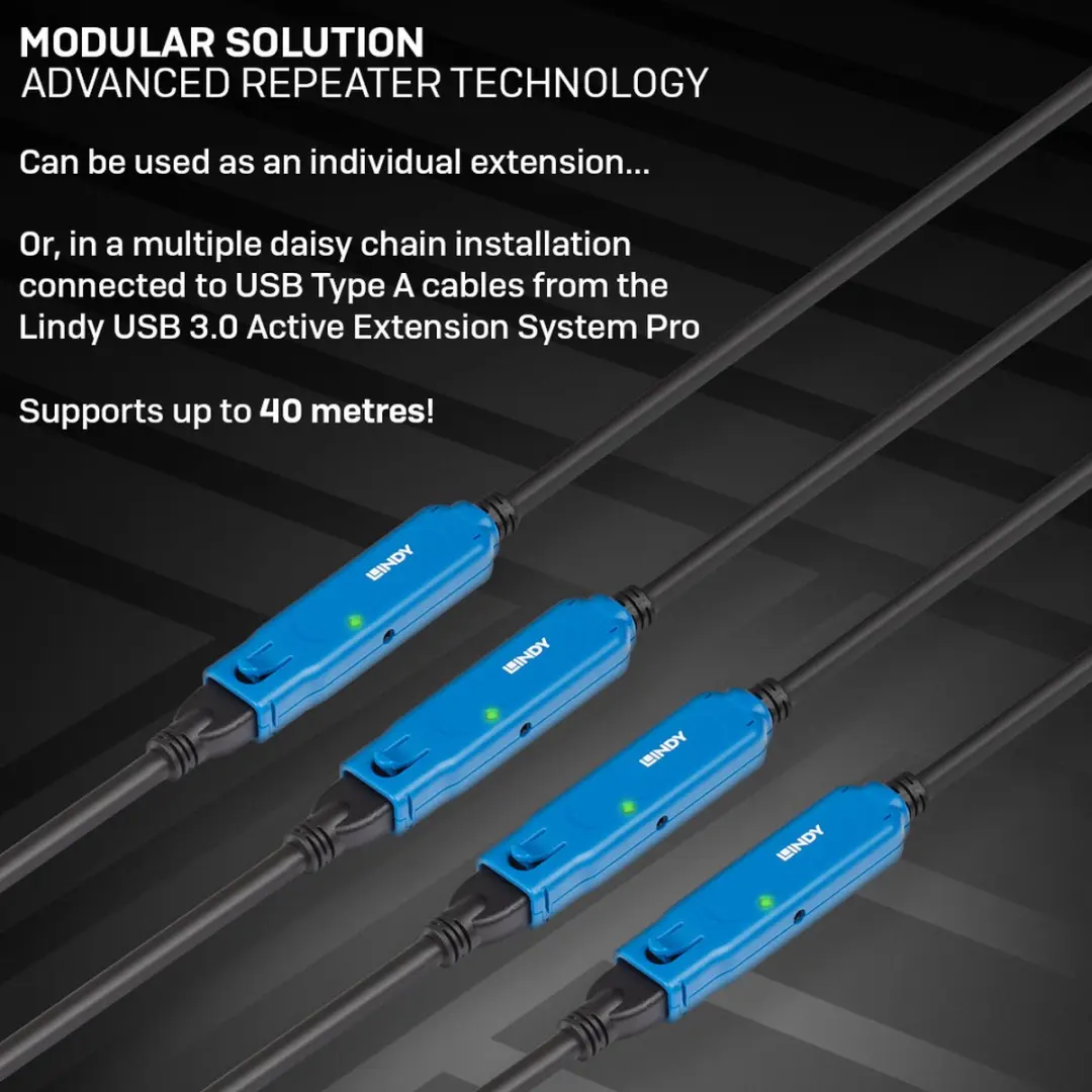 Lindy 43380 USB 3.2 Gen1 Kabel USB-A naar USB-C 5m - Zwart/blauw