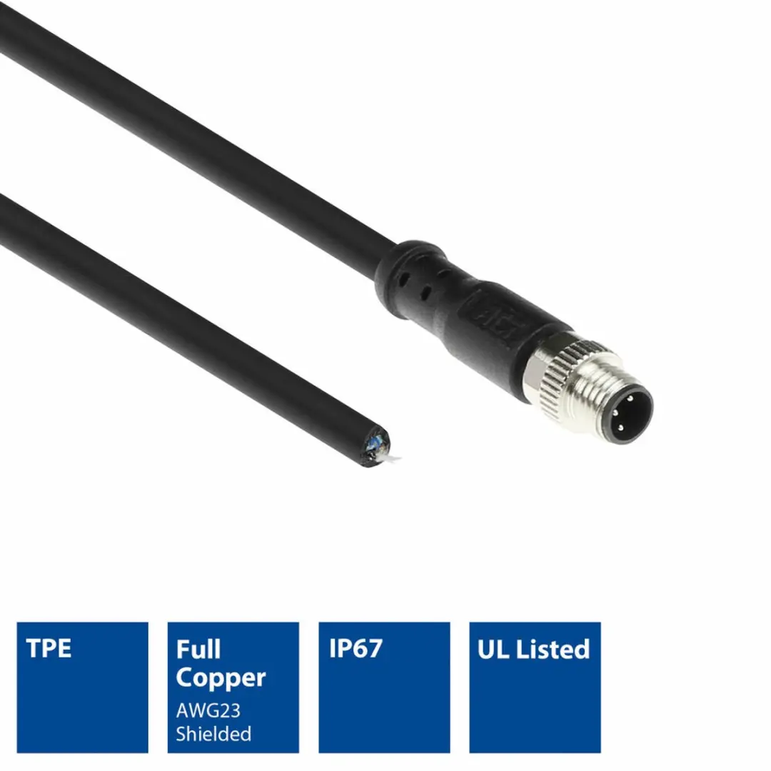ACT Industrial 1,5m Sensor Kabel M8A 3-polig - Ultraflex TPE - Zwart