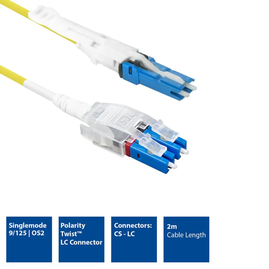 ACT 2m Singlemode OS2 Twist Uniboot Glasvezelkabel Geel - LC/LC