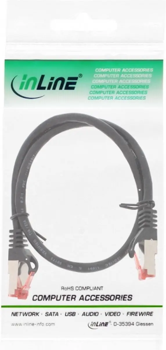 InLine S/FTP CAT6 Crossover Netwerkkabel 1m - Zwart