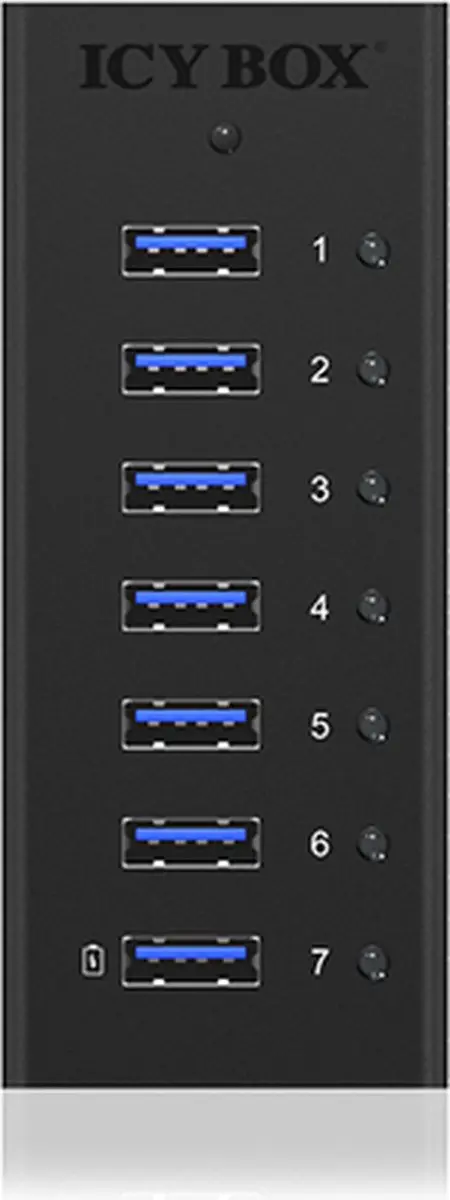 Icy Box IB-AC618 USB-hub 7 Poorten USB-A 5Gbps - Zwart