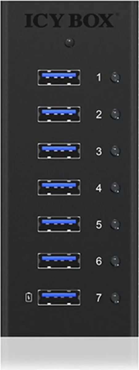 Icy Box IB-AC618 USB-hub 7 Poorten USB-A 5Gbps - Zwart
