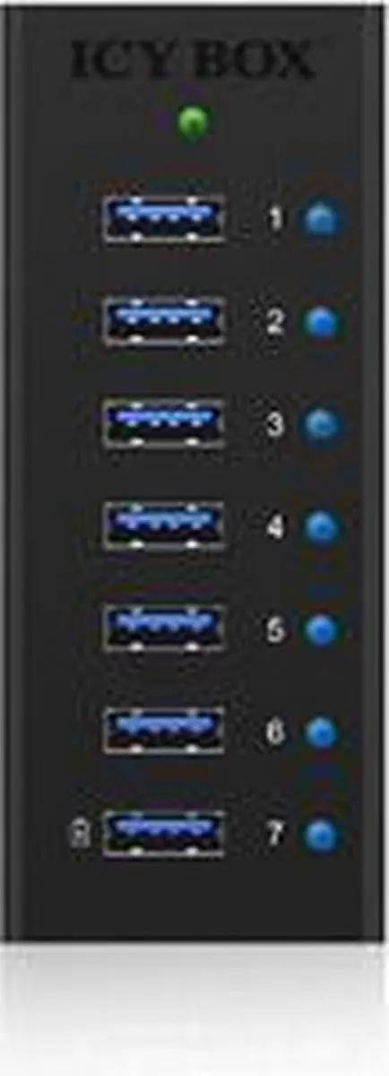 Icy Box IB-AC618 USB-hub 7 Poorten USB-A 5Gbps - Zwart - afbeelding 6 van 6