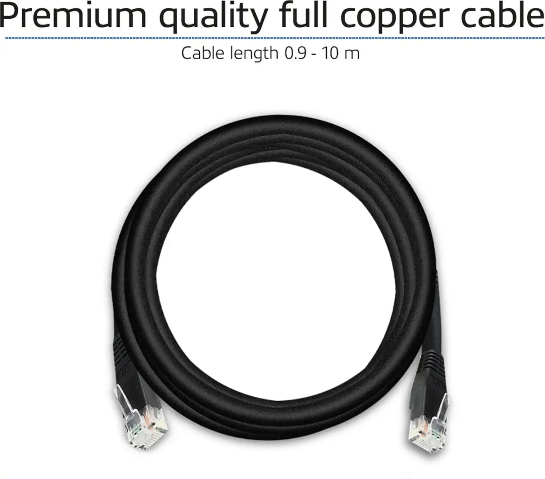 ACT AC4000 Netwerkkabel CAT6 U/UTP 0,9m - Zwart