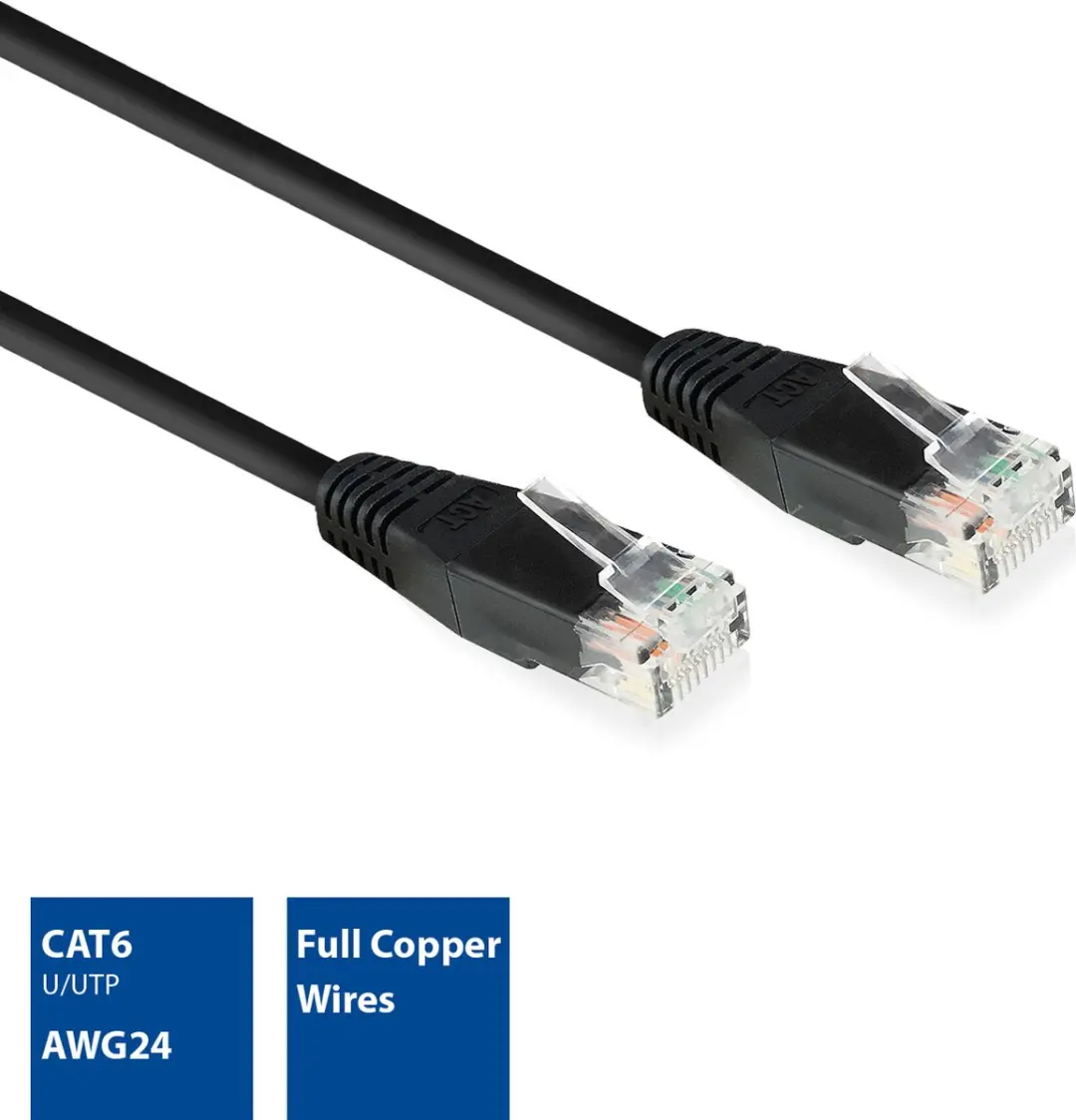 ACT AC4000 Netwerkkabel CAT6 U/UTP 0,9m - Zwart