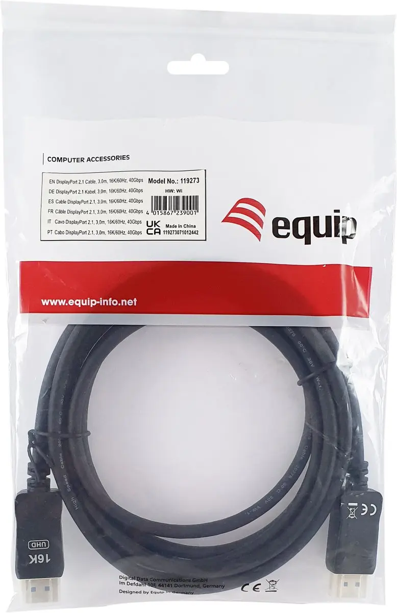 Equip DisplayPort 2.1 Kabel 3m
