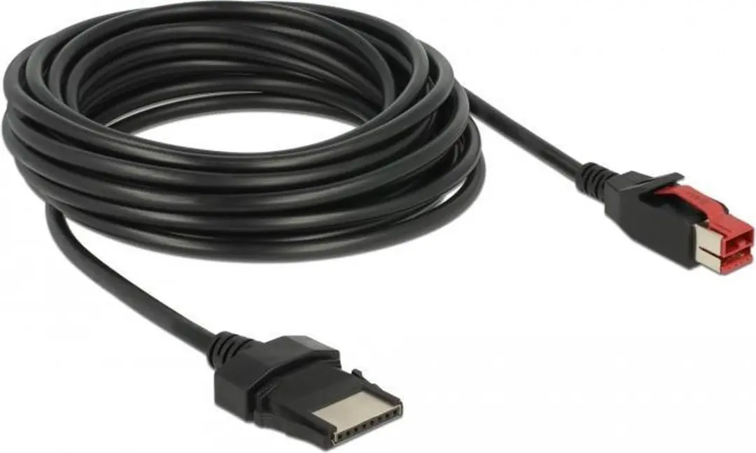 Delock PoweredUSB Kabel 24V naar 8-pin - 5m - Zwart
