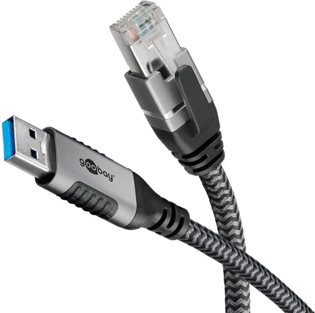 Goobay USB-A naar RJ45 Gigabit Ethernet Kabel 1m - Zwart