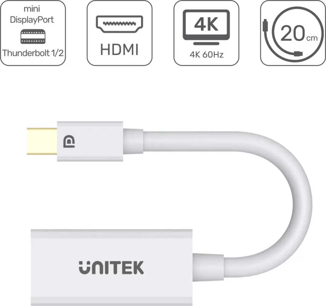 Unitek Mini DisplayPort naar HDMI Adapter 4K - Transparant
