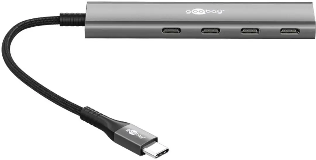 Goobay USB-C Hub 4x USB-C 5Gbps - Aluminium - 10cm - Grijs
