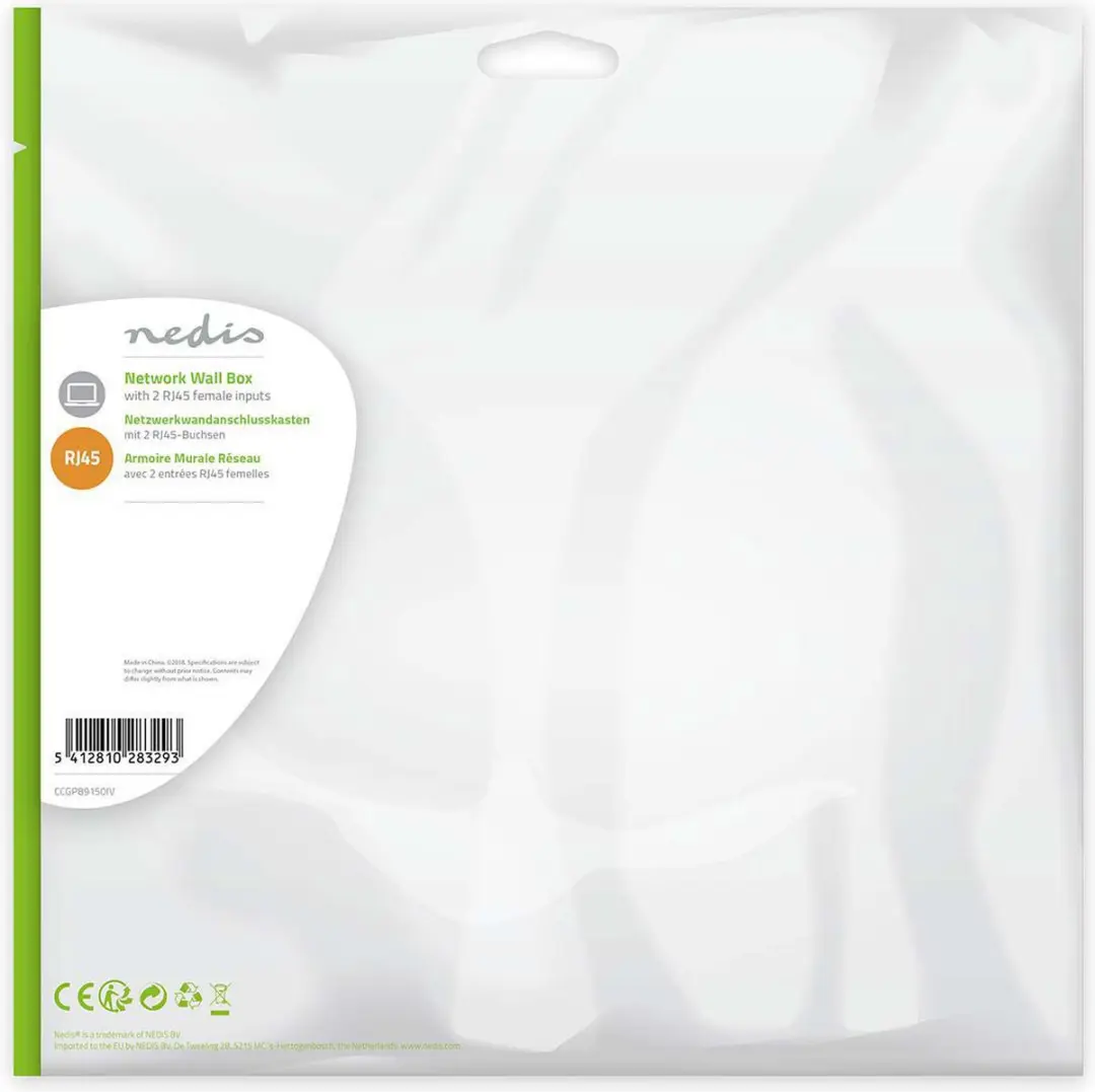 Nedis CCGP89150IV Netwerk Wanddoos 2 Poorten CAT5e - Wit
