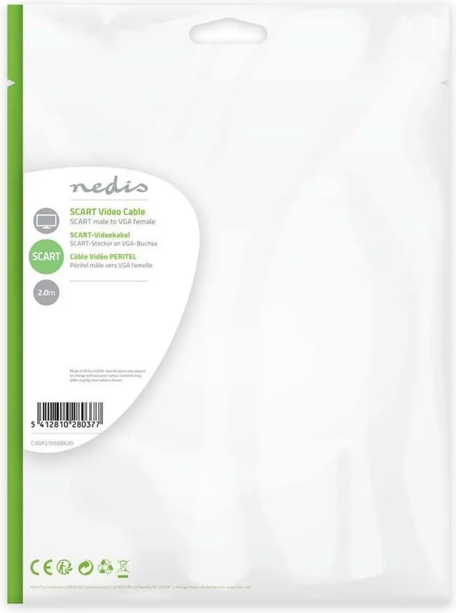 Nedis SCART-VGA Kabel CVGL31550BK20 - 2m - Zwart - afbeelding 6 van 6