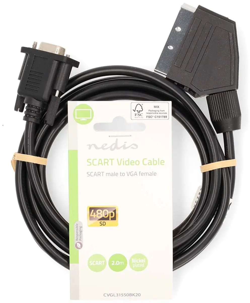 Nedis SCART-VGA Kabel CVGL31550BK20 - 2m - Zwart