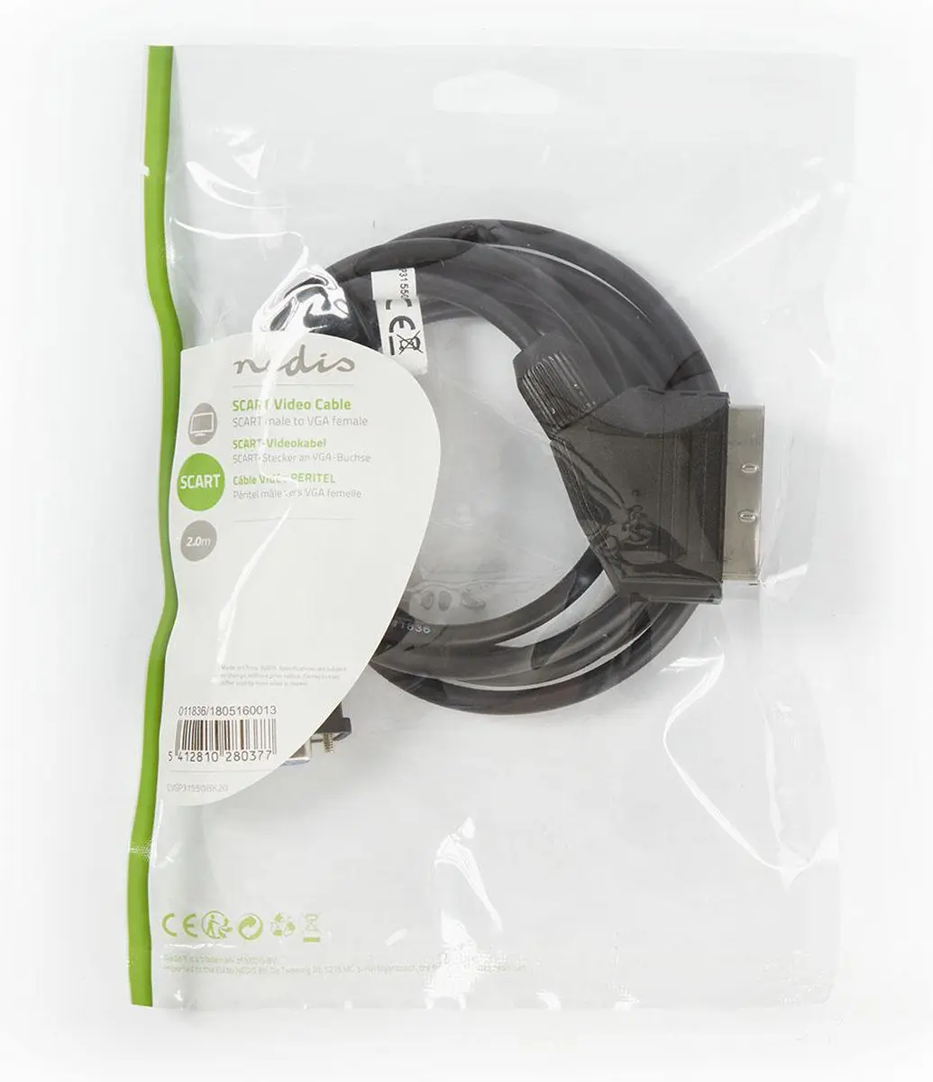 Nedis SCART-VGA Kabel CVGL31550BK20 - 2m - Zwart