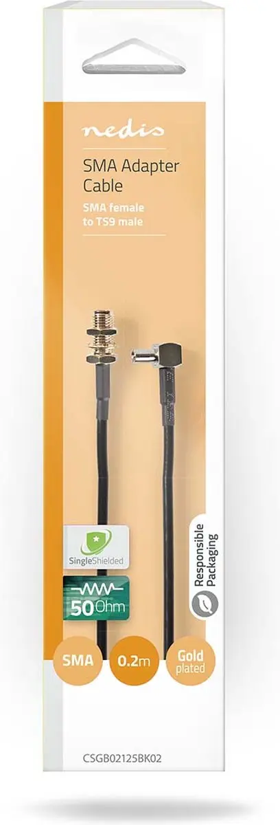 Nedis SMA Female TS9 Antennekabel 50 Ohm - 0,20m - Verguld - Zwart