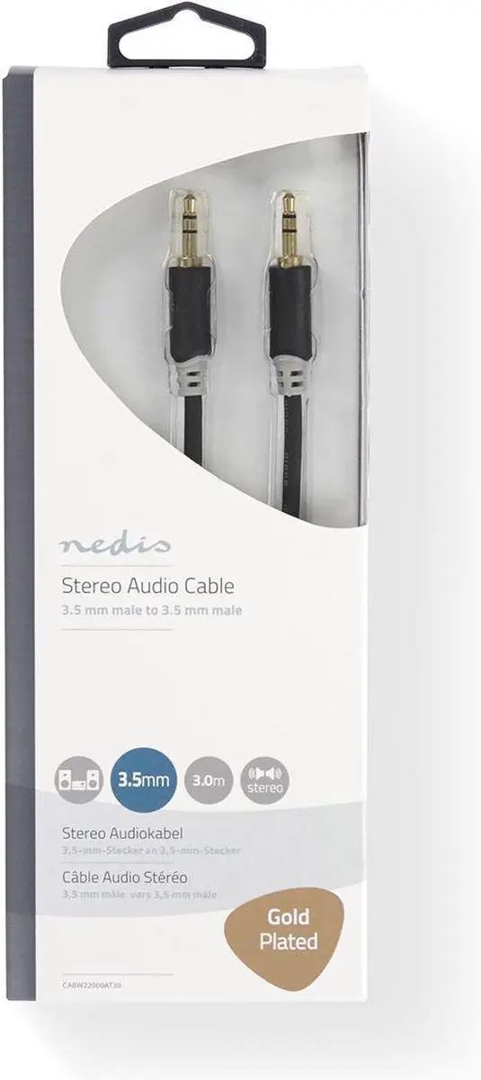 Nedis Stereo-Audiokabel 3,5mm Verguld 3m - Antraciet