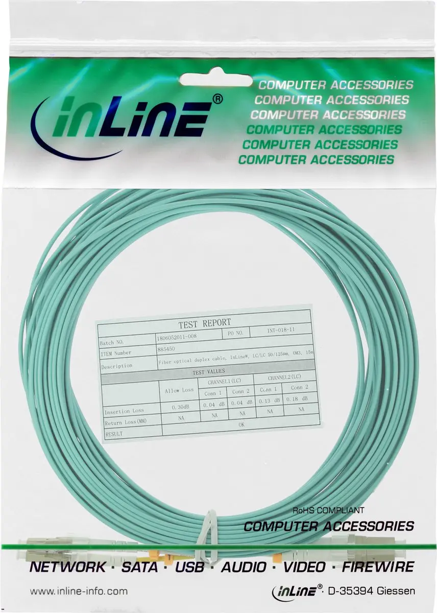 InLine LC Duplex OM3 Glasvezelkabel 20m - Turquoise