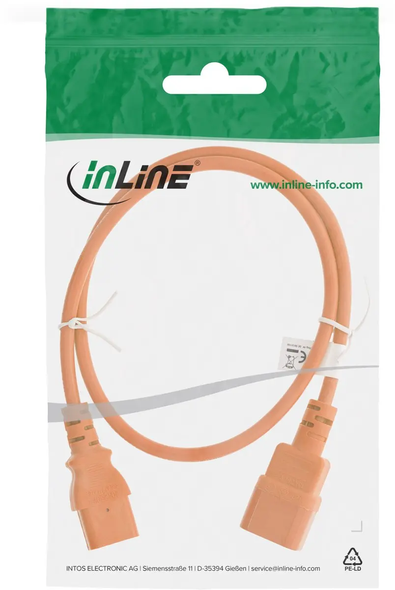 InLine C13-C14 Stroomkabel 3x0,75mm² - Oranje - 0,75m