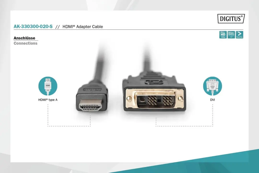 Digitus HDMI naar DVI Kabel 2m - Zwart