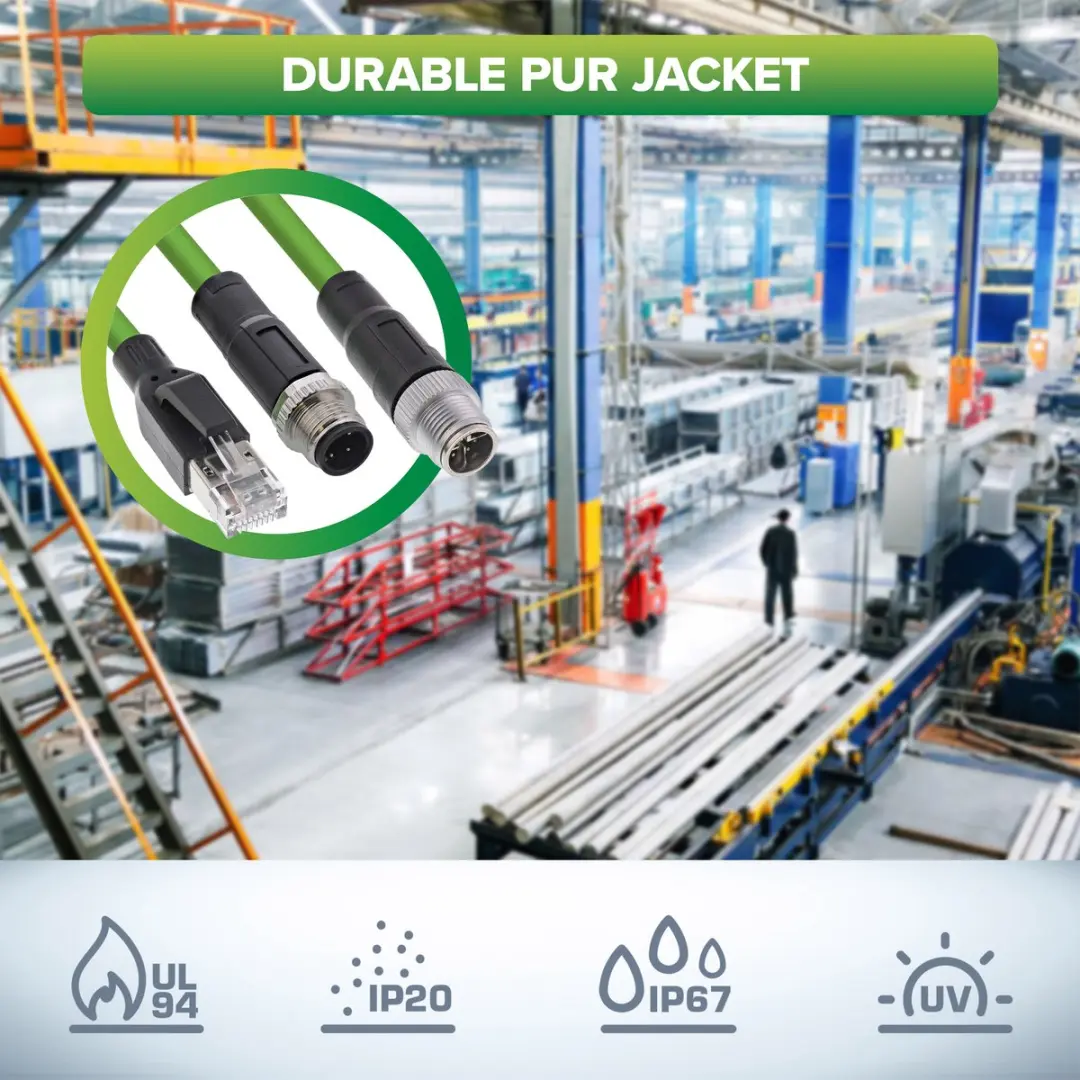 InLine M12 4-pins D-gecodeerd Industriële Netwerkkabel CAT5e PUR 5m - Groen