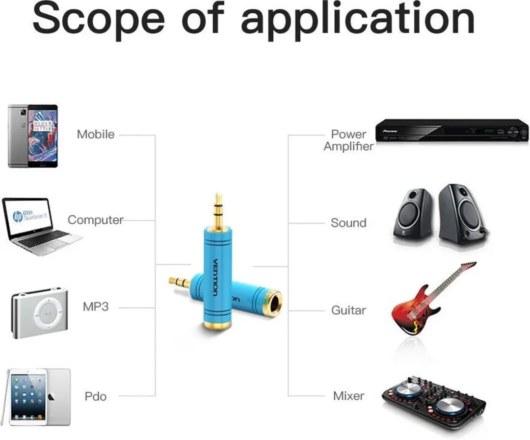 Vention VAB-S04-L 3.5mm naar 6.35mm Audio Adapter - Blauw