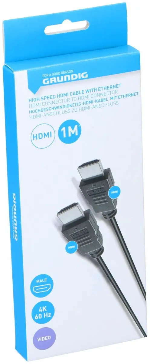Grundig HDMI Kabel 1m met Ethernet - Zwart