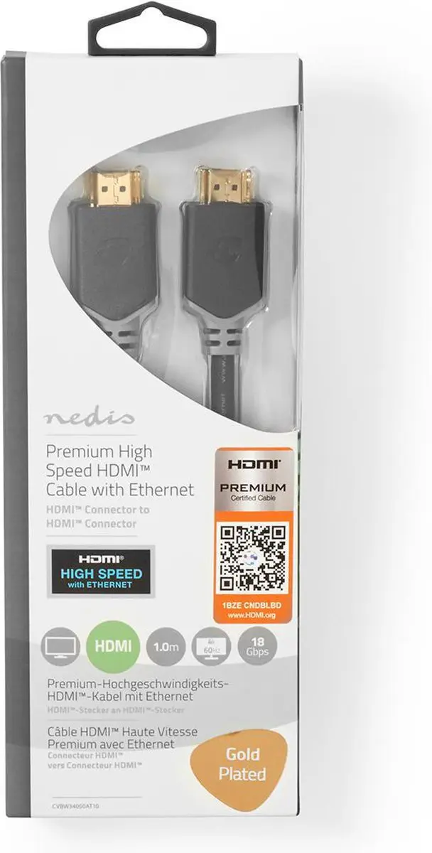 Nedis Premium HDMI-Kabel 4K@60Hz 18Gbps 5m - Antraciet
