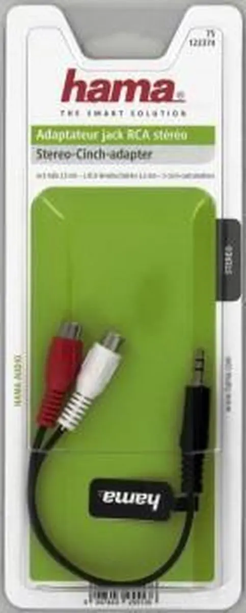 Hama Audio Adapter 2x RCA naar 3.5mm Jack - Zwart