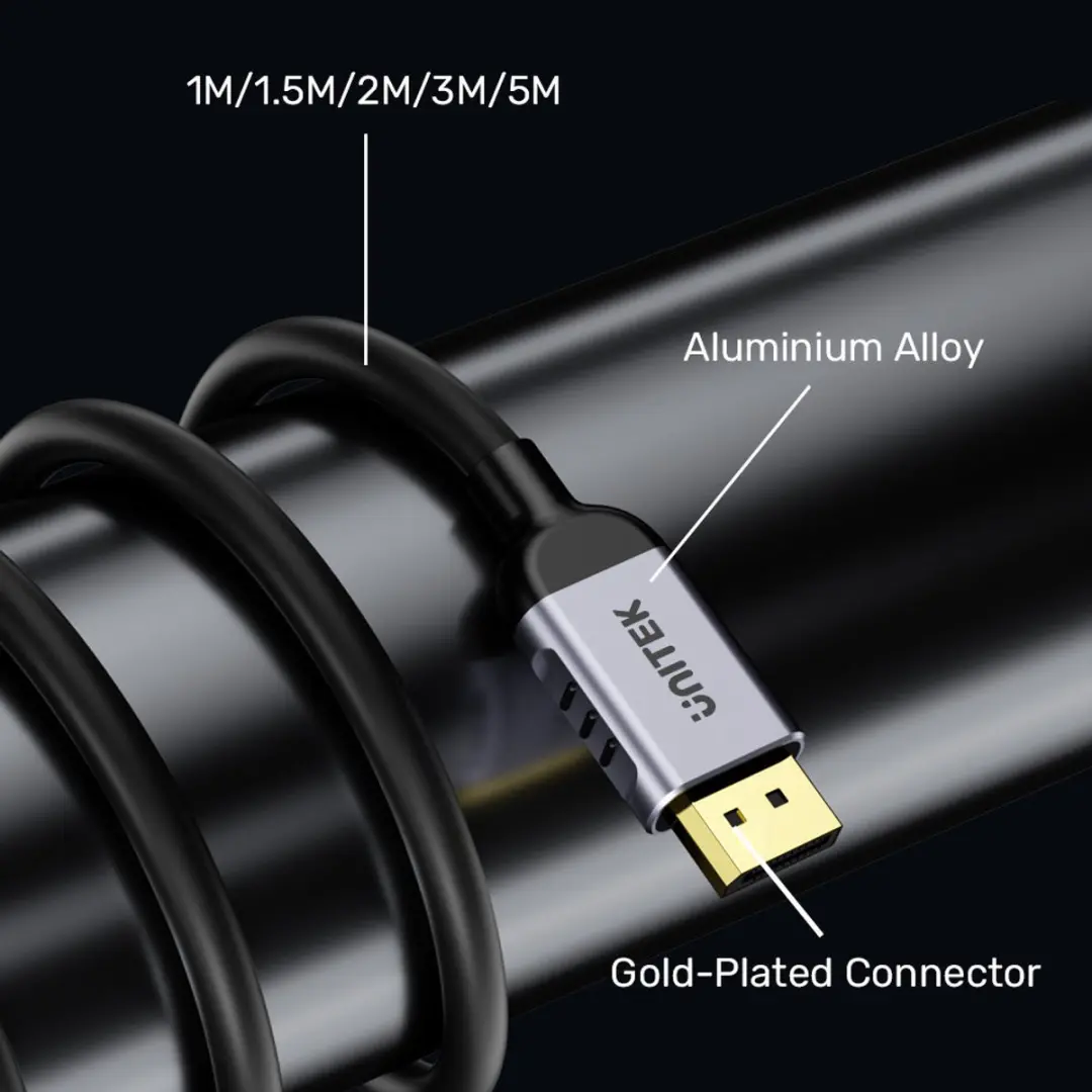 Unitek DisplayPort 1.4 Kabel 5M - Zilver-zwart