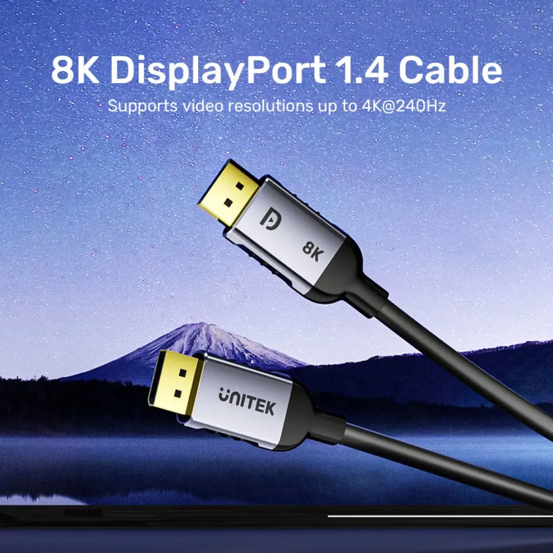 Unitek DisplayPort 1.4 Kabel 5M - Zilver-zwart