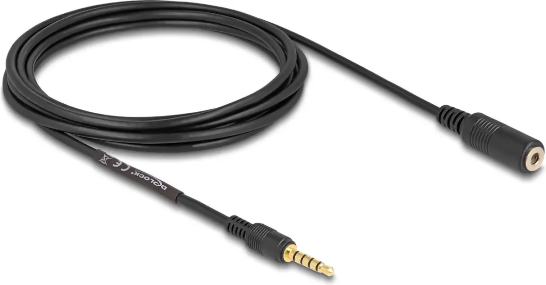 Delock 3.5mm Jackkabel 5-pins M/F - 3m - Zwart