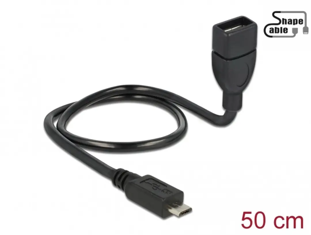 Delock USB 2.0 Micro-B naar Type-A Kabel 0.50m