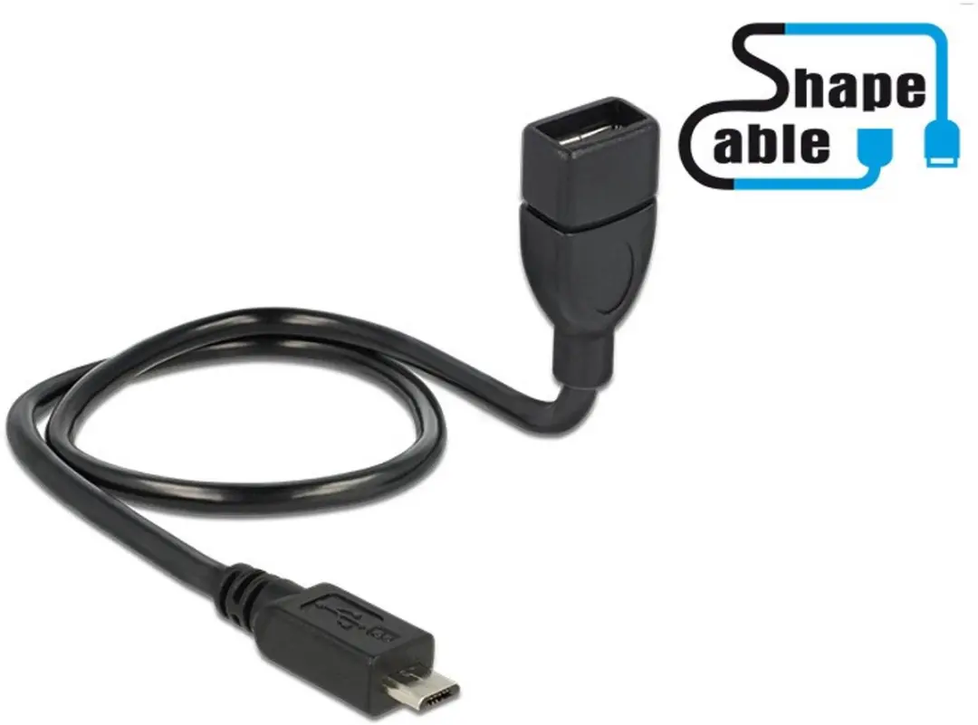 Delock USB 2.0 Micro-B naar Type-A Kabel 0.50m - Zwart