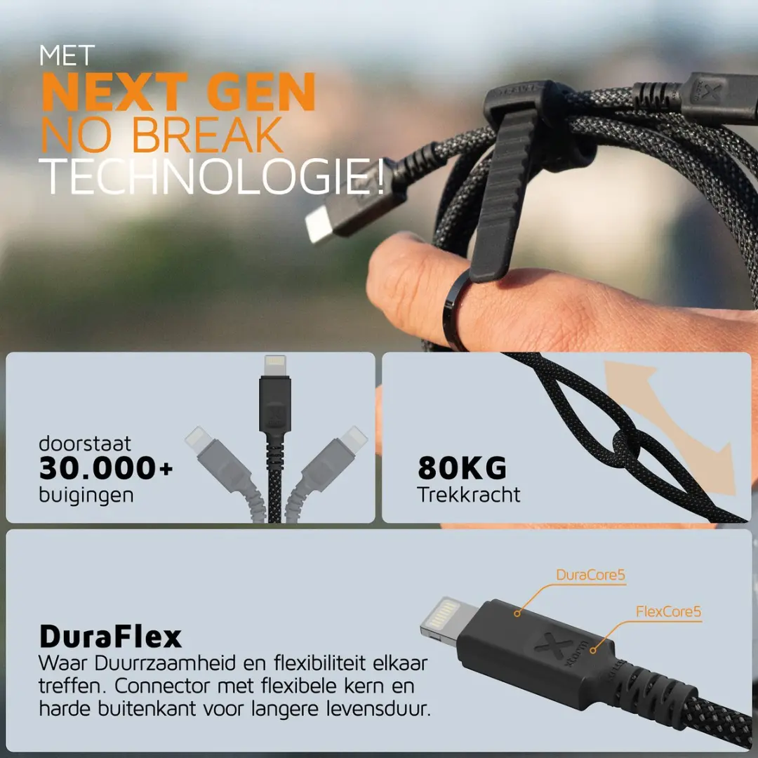 Xtorm Next Gen USB naar Lightning Kabel CX3011 - 1,5m - Zwart