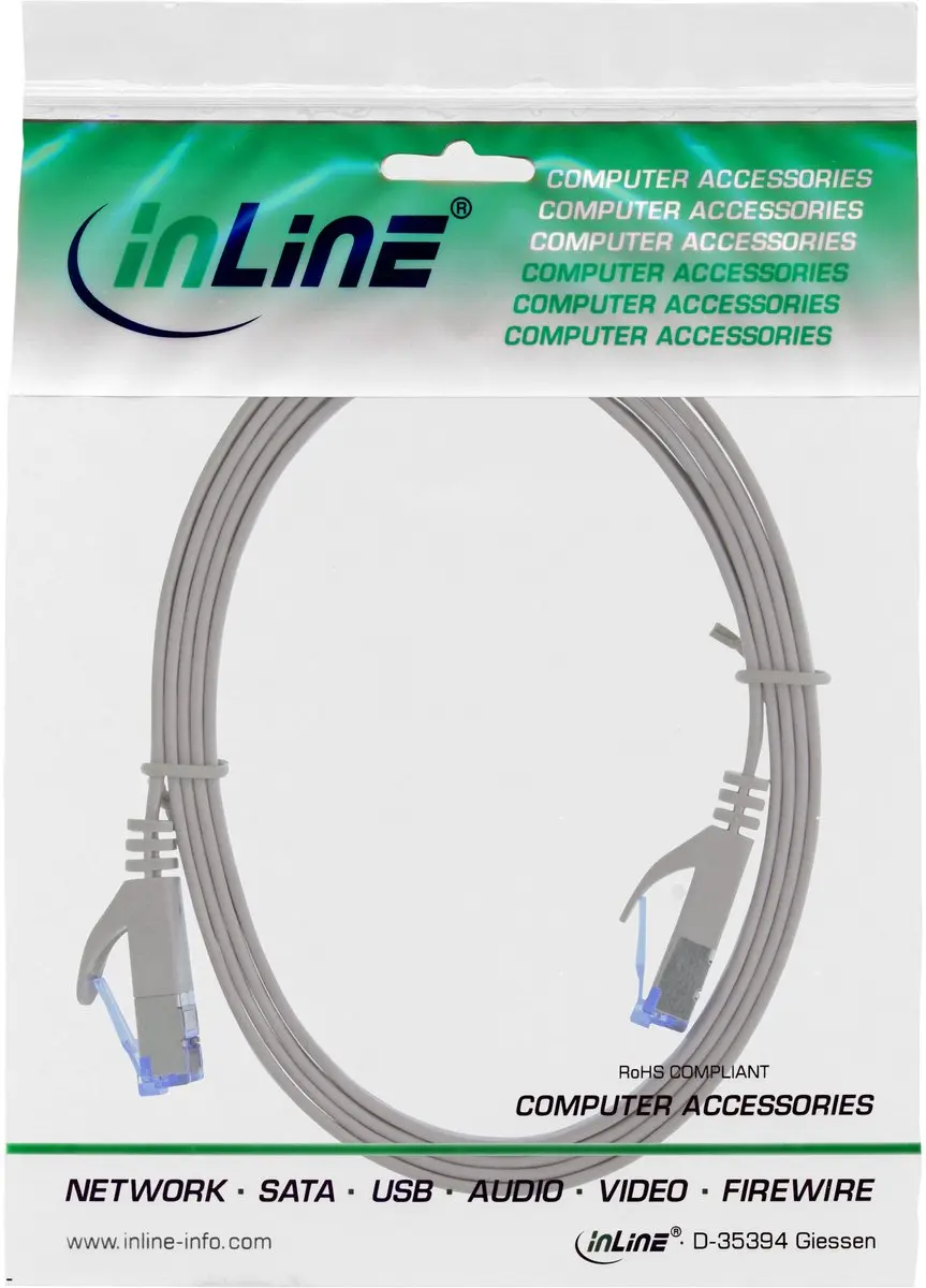 InLine UFTP CAT6a Platte Netwerkkabel 1m - Grijs