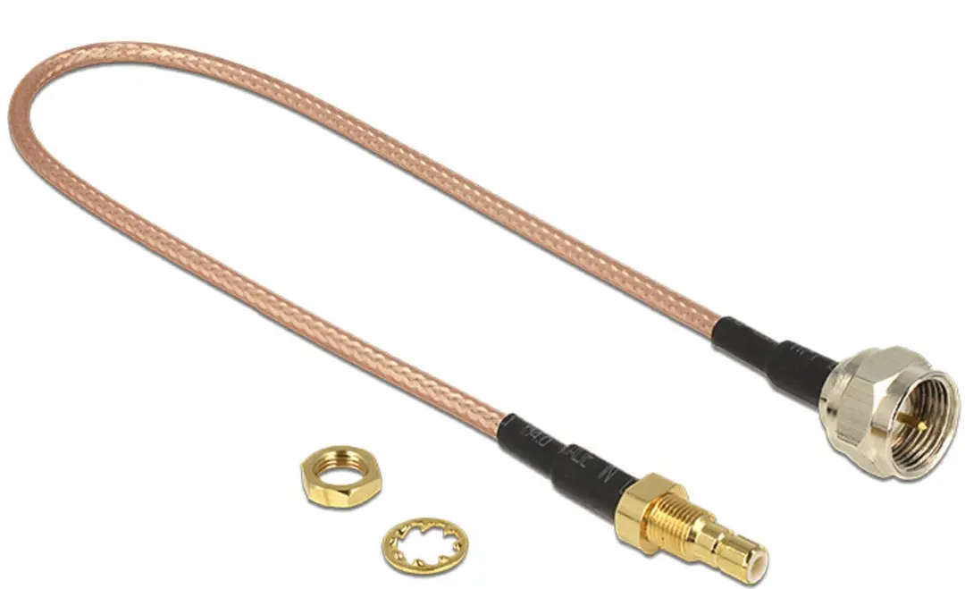 Delock Antennekabel F-plug > SMB Jack Bulkhead RG-316 25cm - Bruin